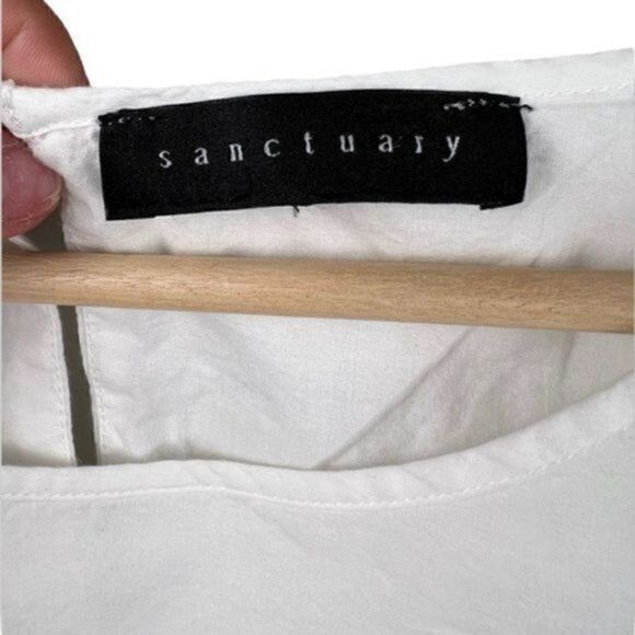 Anthropologie Sanctuary Crochet Lace Scoop Neck White Lined Blouse S - Picture 11 of 13